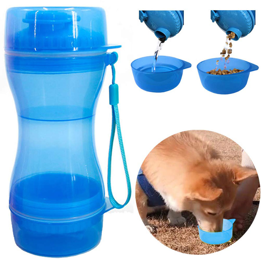 3In1 Pet Dog Water Bottle Food Container and Drinking Feeding Bowl