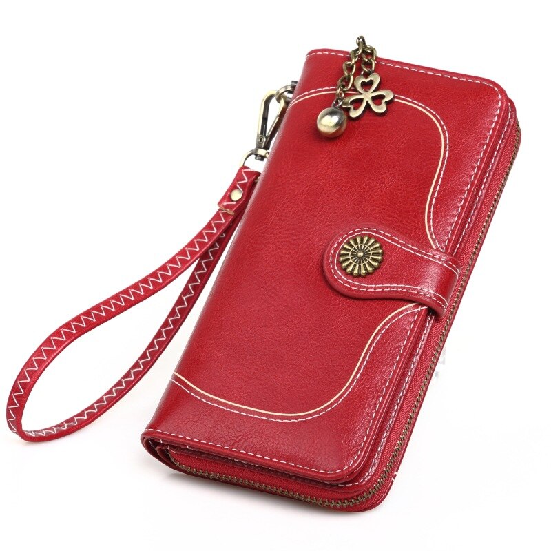 Women's Long Leather Cell Phone Wallet Large Capacity - Funiyou