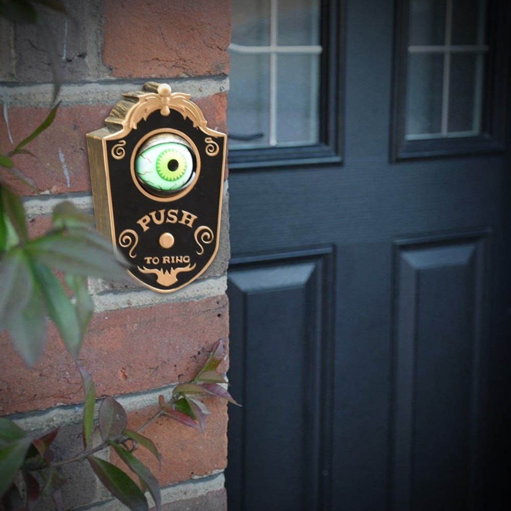 Halloween One eyed Doorbell Decoration Ghost's Day Glowing Hanging Piece Whole Door Hanging Plastic Doorbell Eyeball bell decor